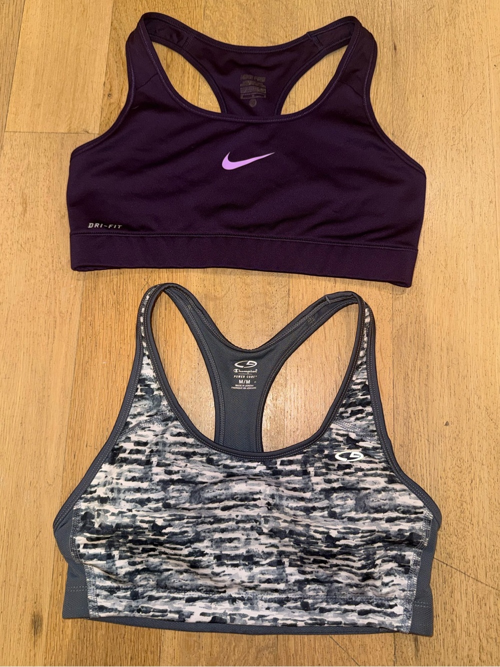 Nike Purple Dri-FIT Sports Bra with Champion Gray PrintedTank (2-Pack) Size M